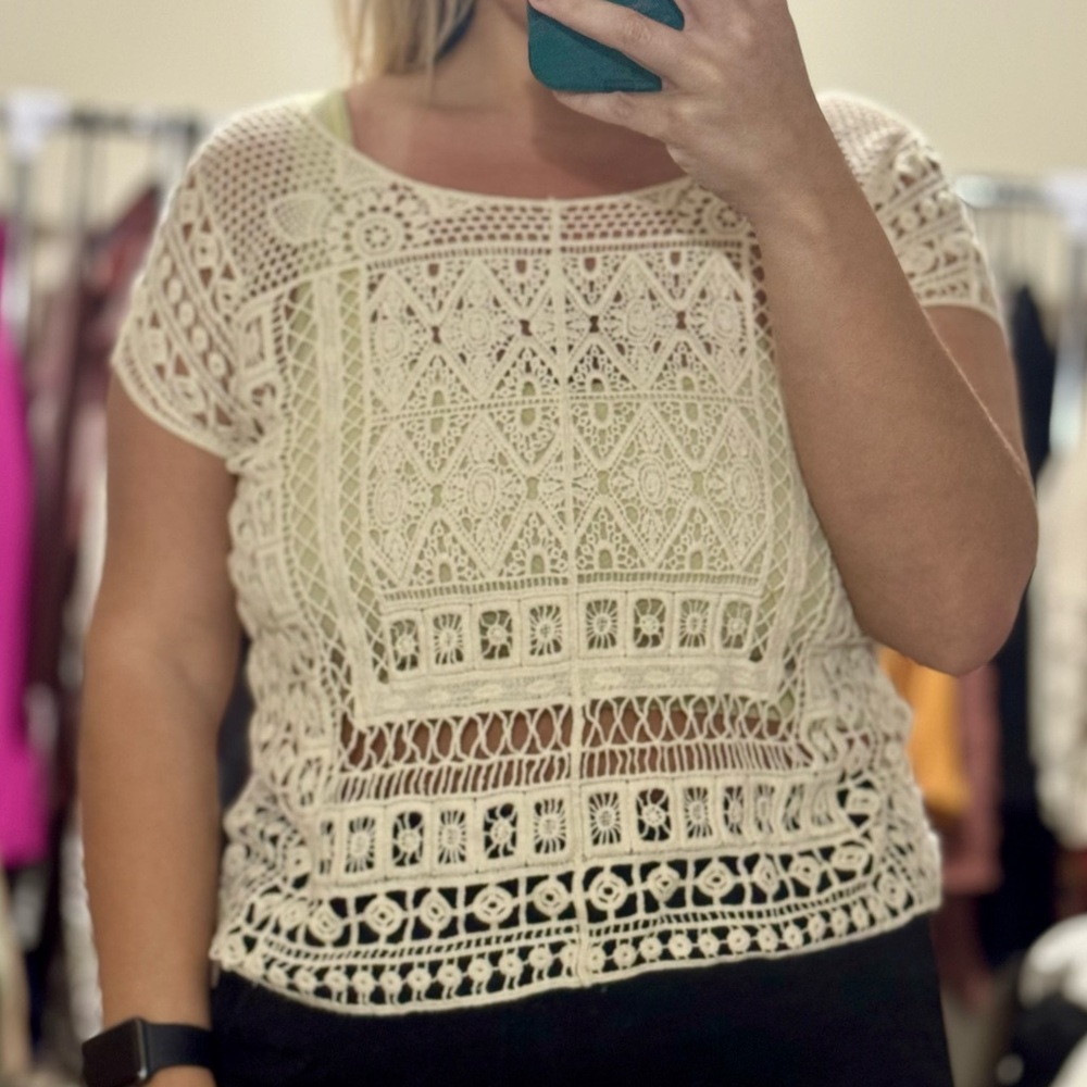 Crochet Short Sleeve Top Lauren Conrad